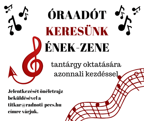 ÉNEK-ZENE óraadói lehetőség