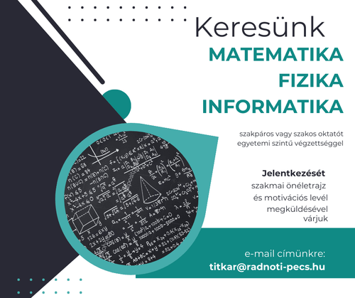 Matematika, fizika, informatika oktatót keresünk